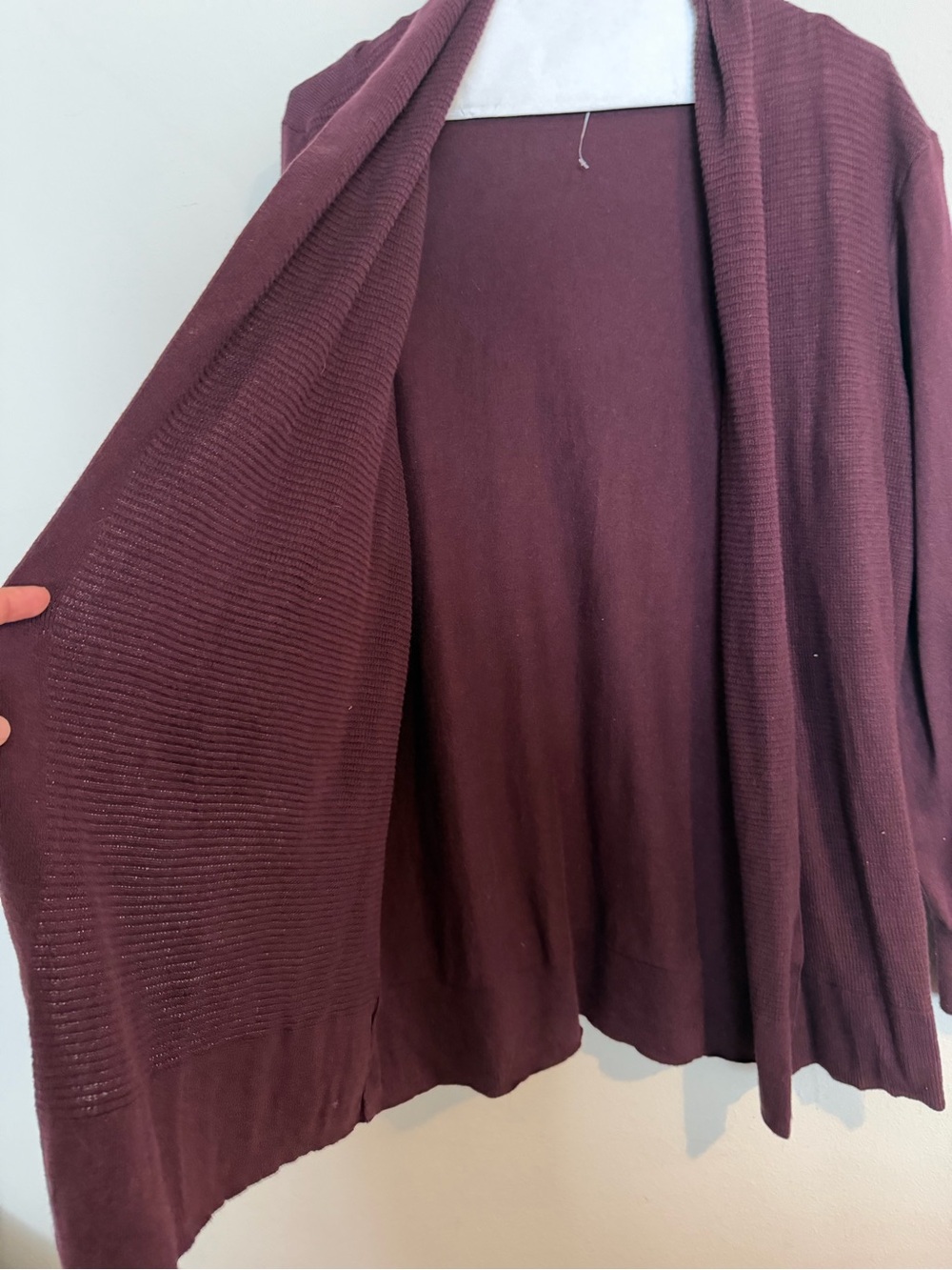GAP Open-Front Wine Ribbed Cardigan - Picture 2 of 5